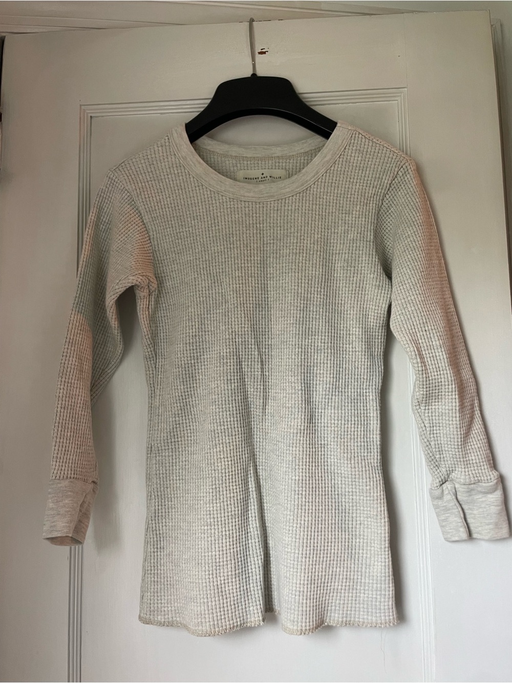 Imogene + Willie Cream 3/4 Sleeve Thermal Women’s Small EUC Cotton Knit Top - Picture 3 of 5